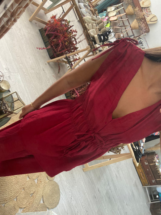 Conjunto túnica e pantalonas framboesa