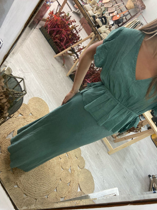 Conjunto top e saia esmeralda