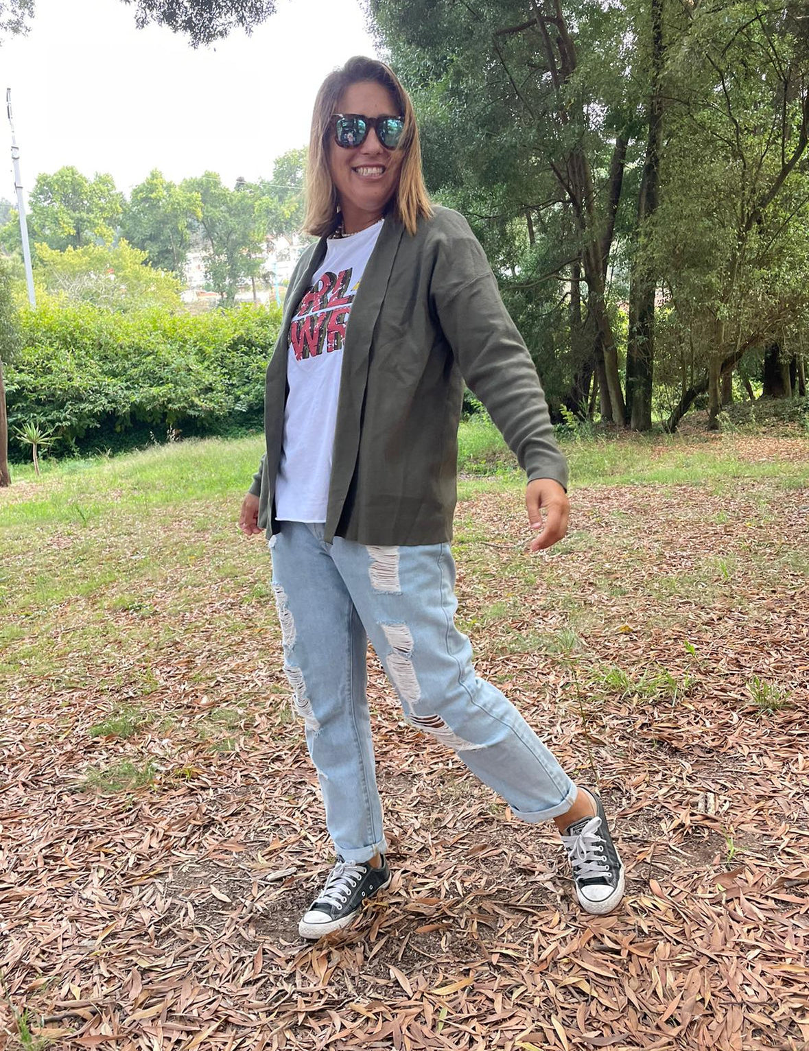 Casaco curto cinzento malha canelada