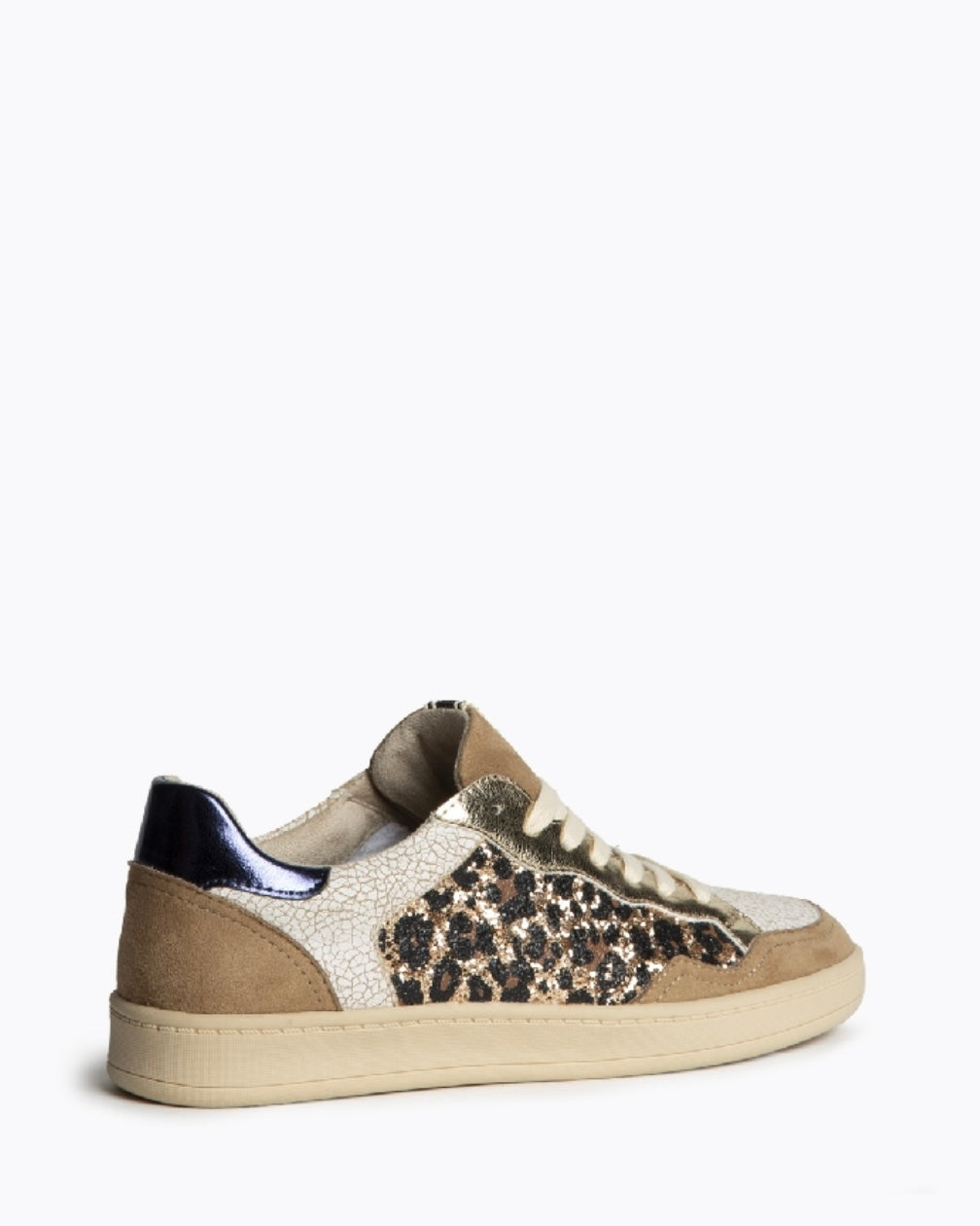 Sapatilhas leopardo glitter oro e camel