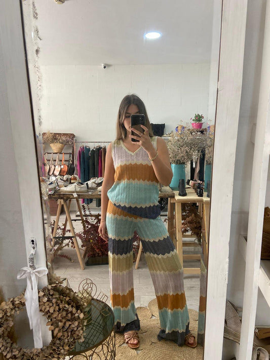 Top zig zag colorido lurex
