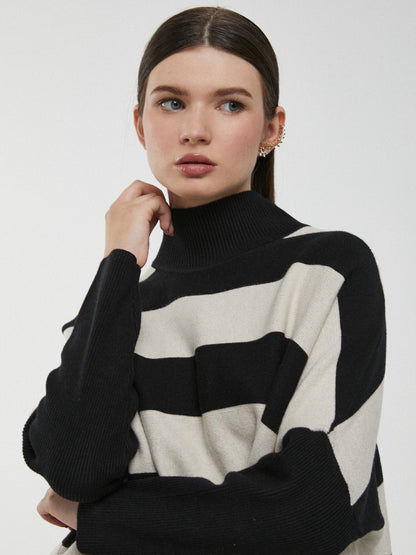 Camisola riscas meia gola