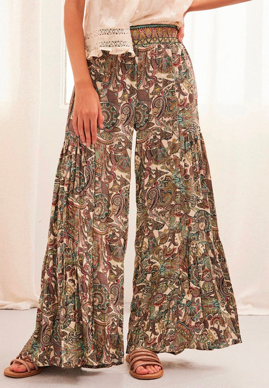 Pantalones anchos verdes con estampado paisley GF.Sakil