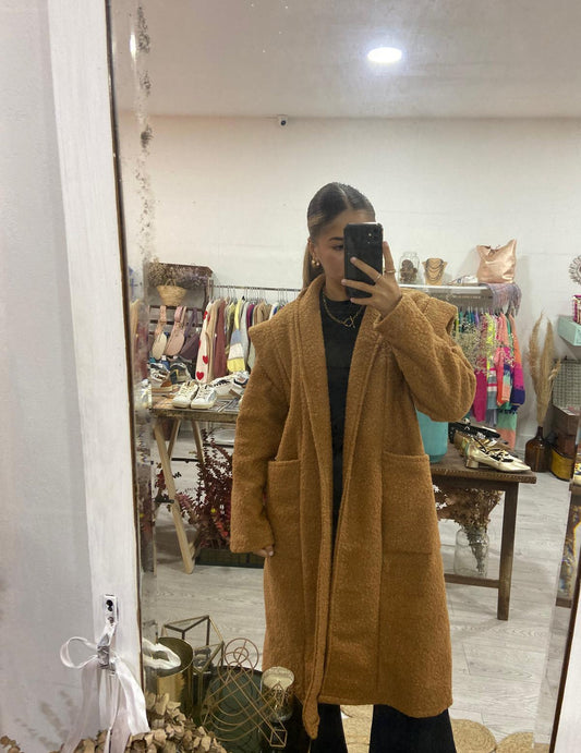 Sobretudo bouclé camel