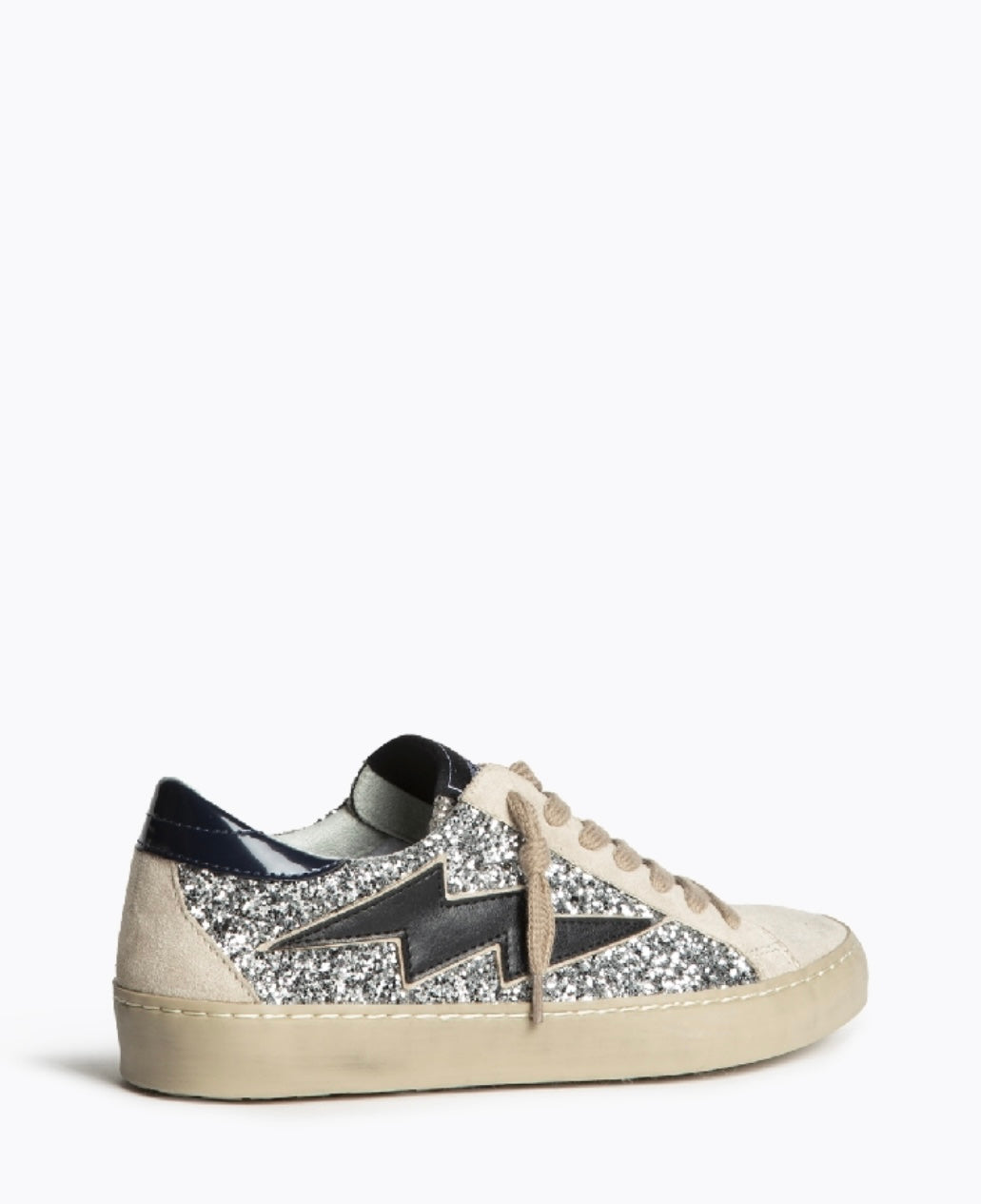 Sapatilhas glitter prata raio preto