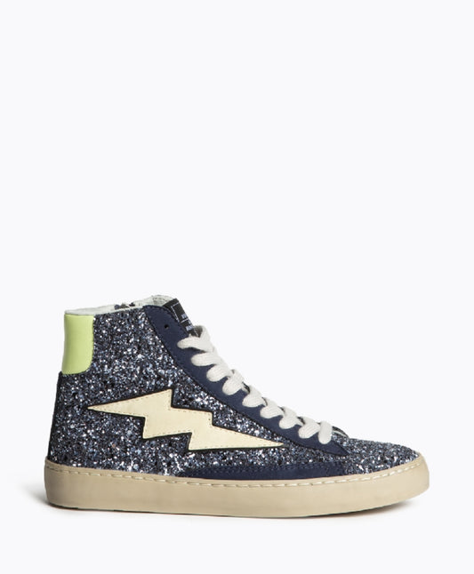 Bota Sapatilhas glitter azul com raio