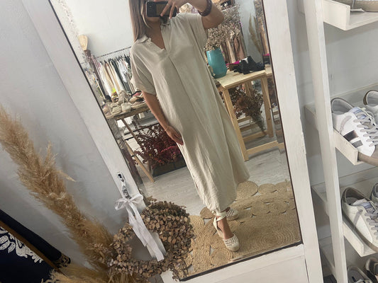 Vestido Kaftan bege