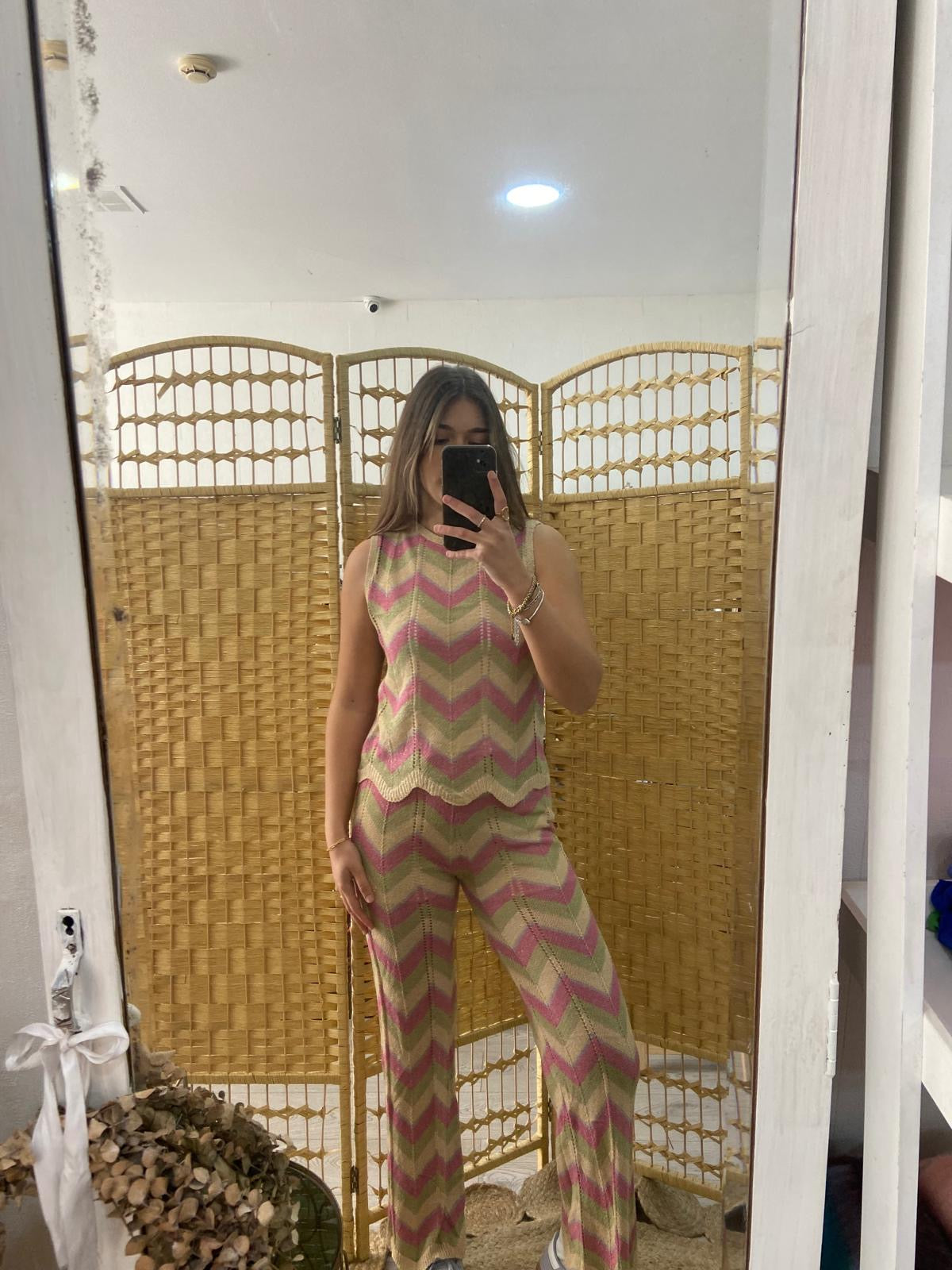 Pantalón tricolor beige en zigzag TS.Pune