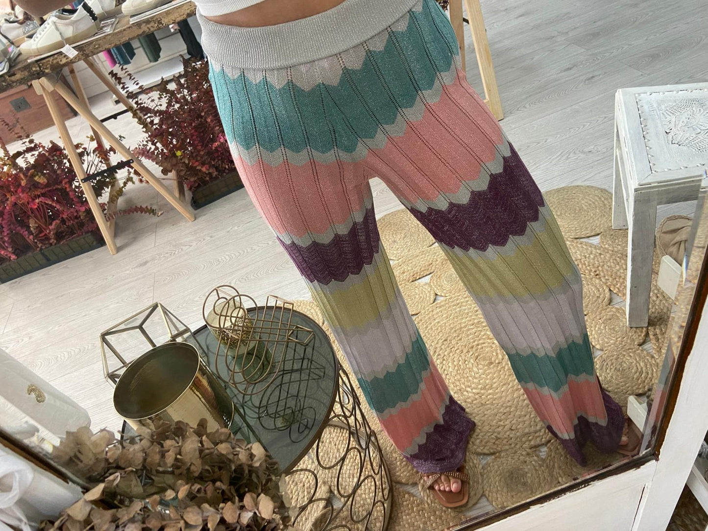 Top zig zag colorido lurex