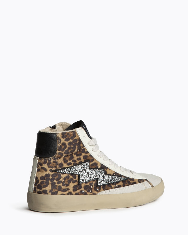 Bota Sapatilhas leopardo com raio glitter prata