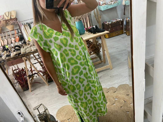 Vestido animal print lima/verde