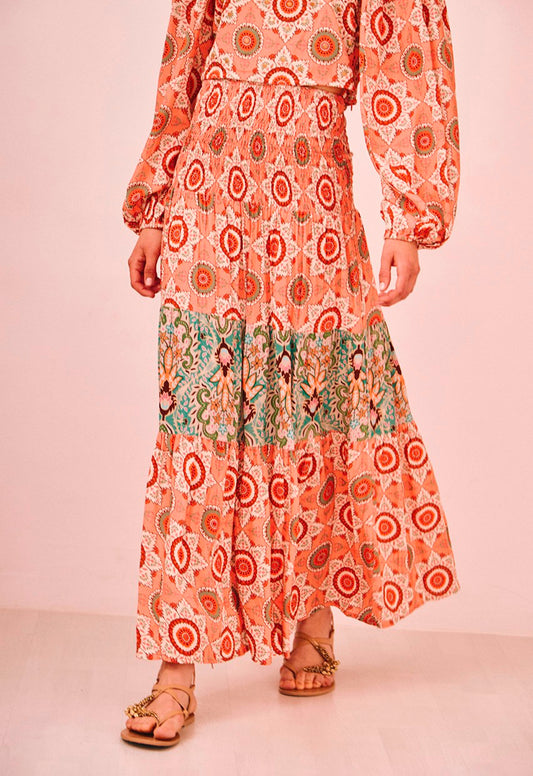 Saia com dois estampados GF.Ninasca