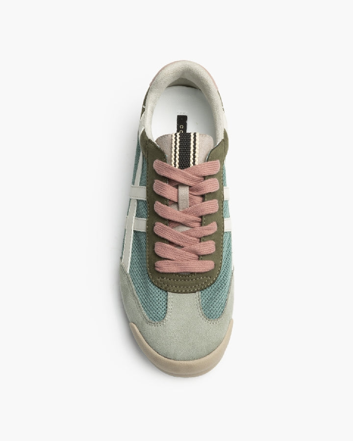 Sapatilhas desportivas perfuradas  verde e rosa