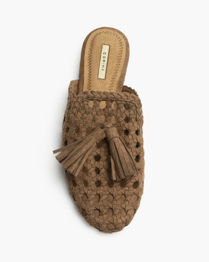 Mule camel entrelaçada franjas