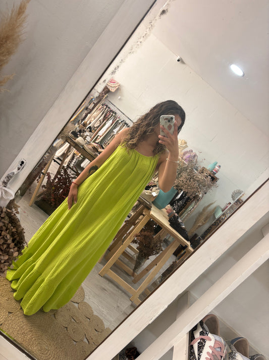 Vestido lima costas abertas