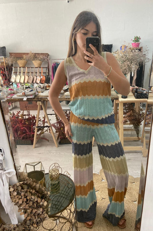 Top zig zag colorido lurex