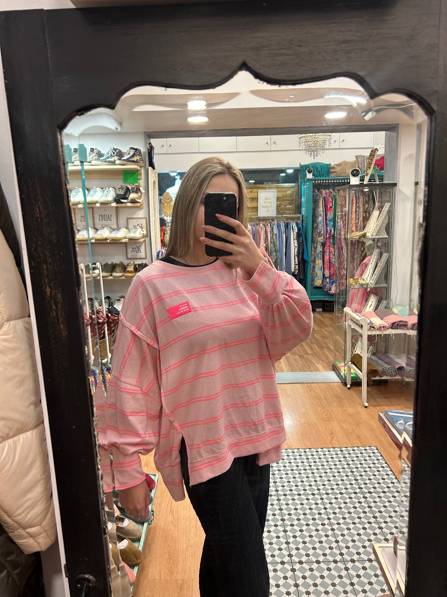 Sweat menta com riscas brancas
