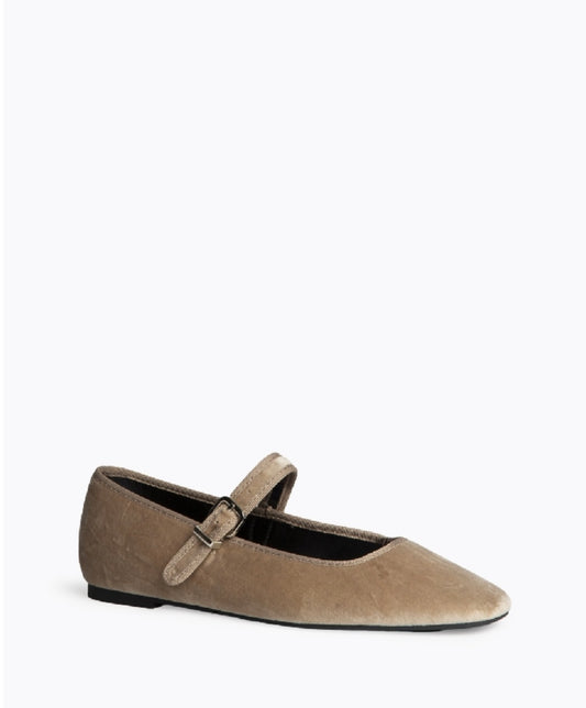 Mary Jane veludo camel