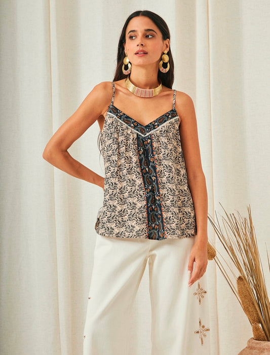Camiseta sin mangas con estampado floral y paisley AU.Alida