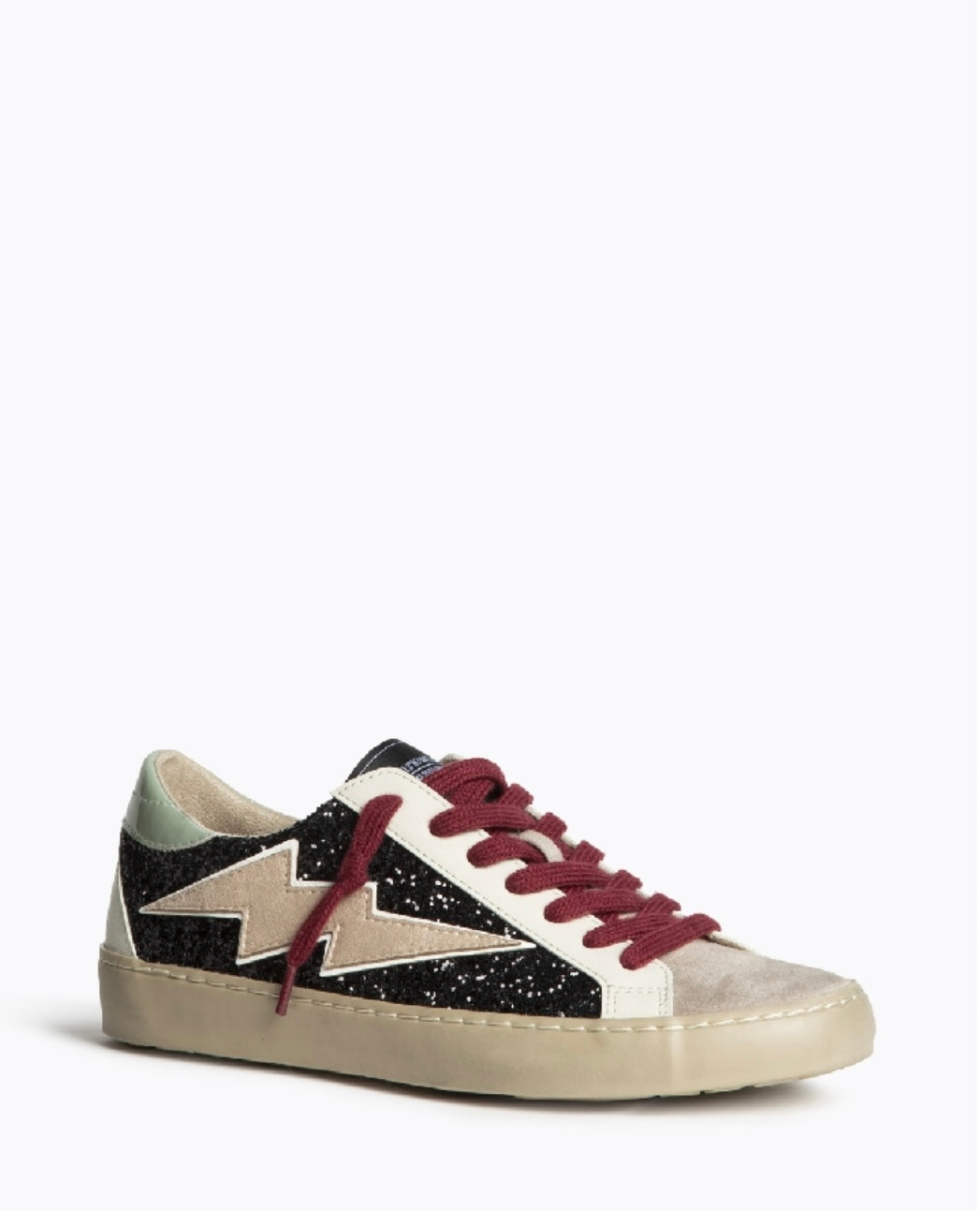 Sapatilhas glitter pretas raio bege