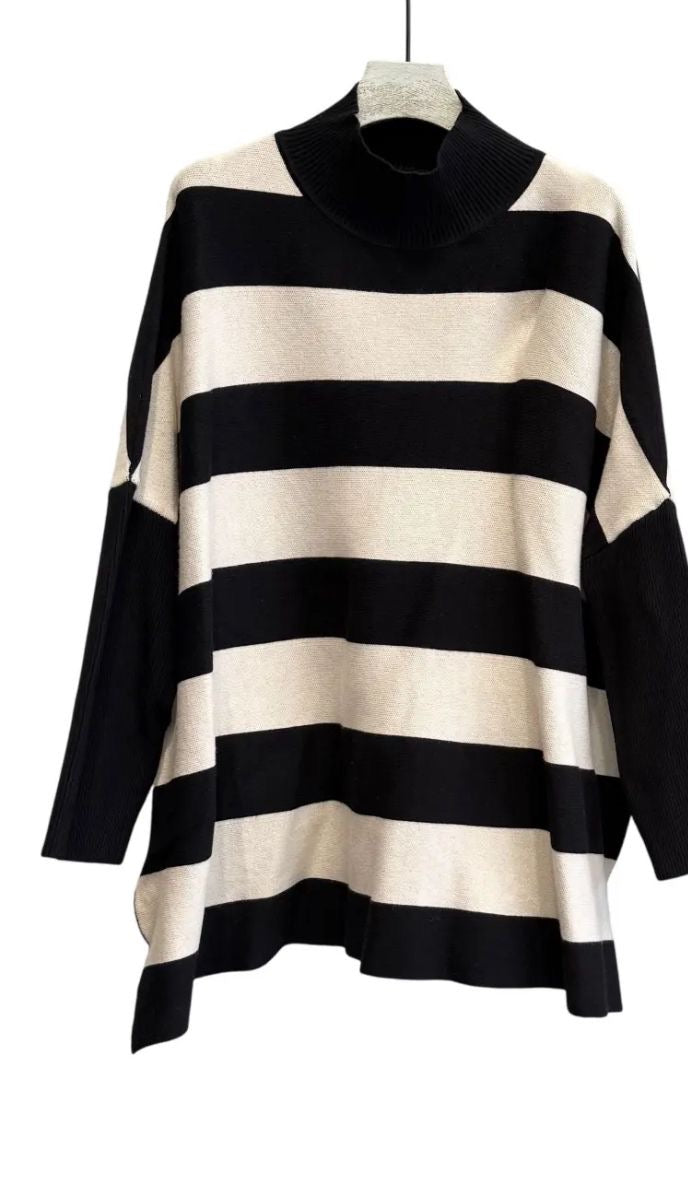 Camisola riscas meia gola