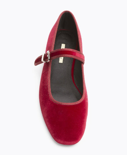 Mary Jane veludo Bordeaux