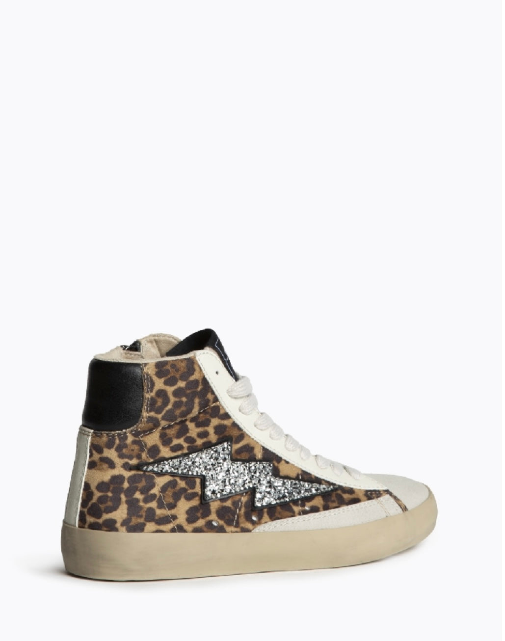 Bota Sapatilhas leopardo com raio glitter prata