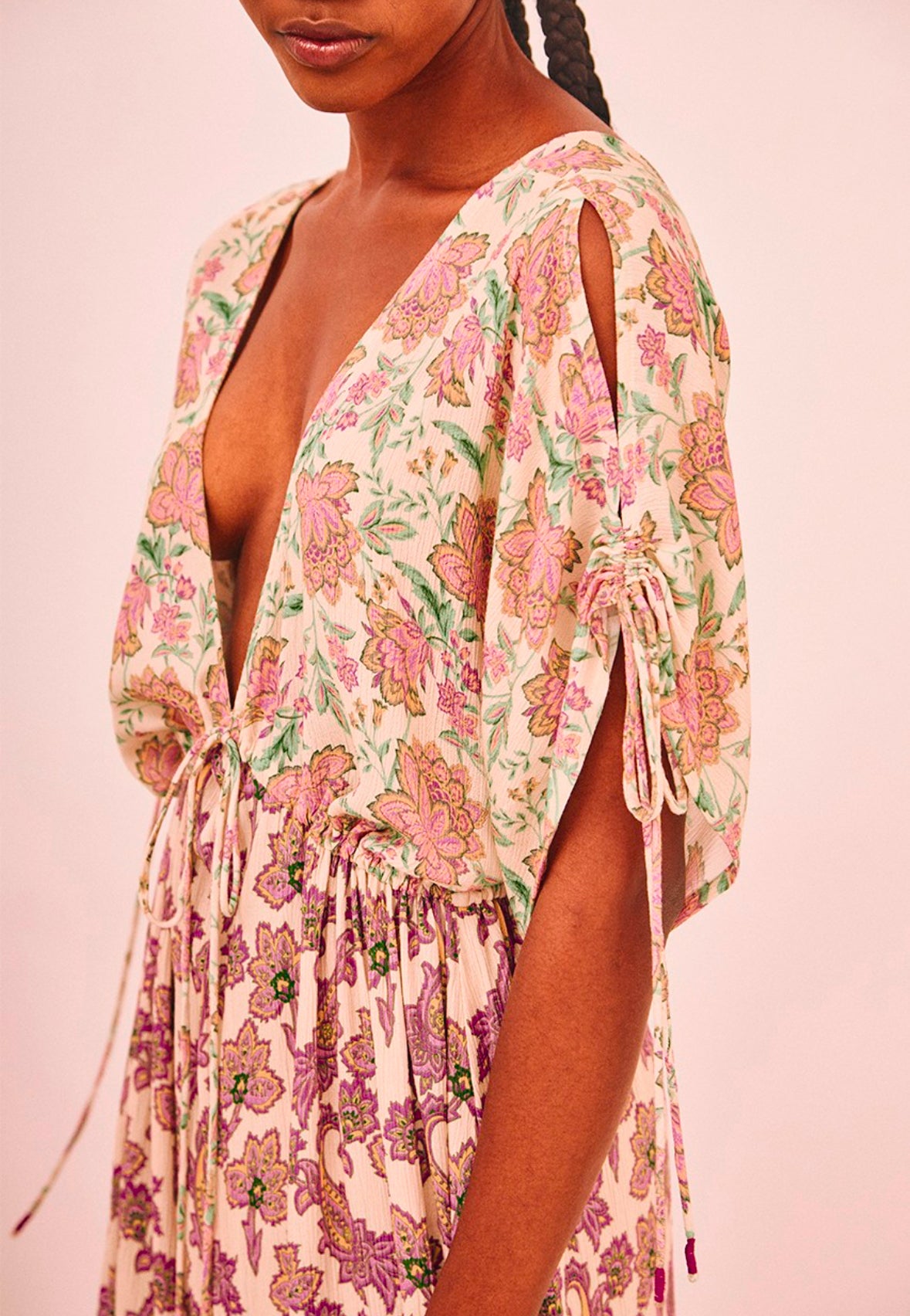 Vestido combinação estampados flores GF.Lawrra