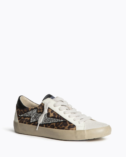 Sapatilhas leopardo raio glitter prata
