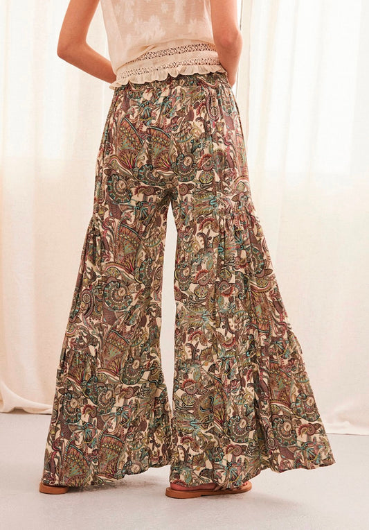 Pantalones anchos verdes con estampado paisley GF.Sakil