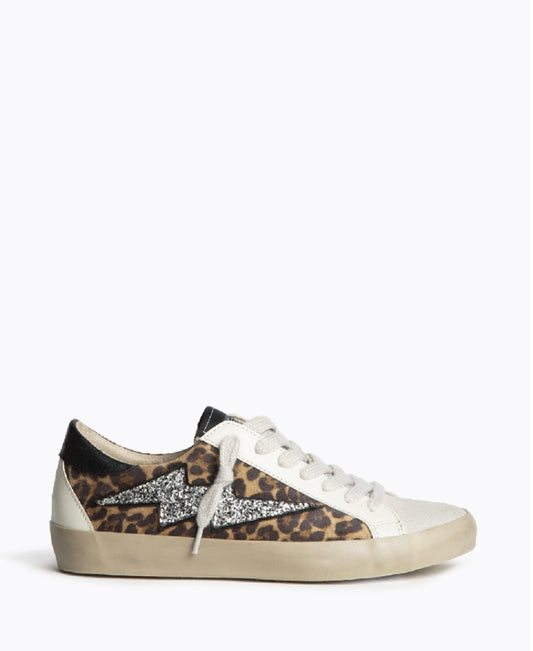 Sapatilhas leopardo raio glitter prata