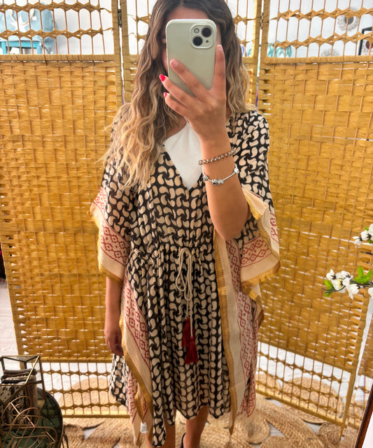 Túnica/ Saída de praia kaftan étnico